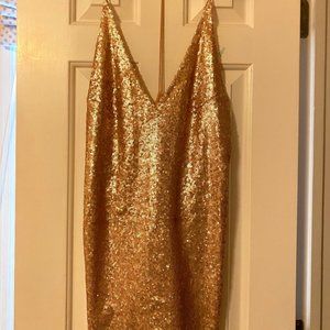 Motel Rocks Rose Gold Sequin Dress